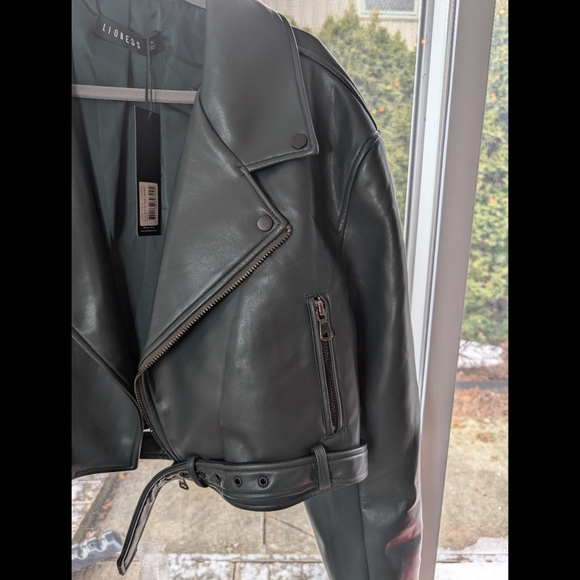 Lioness Dark Green Leather Jacket - Picture 7 of 10